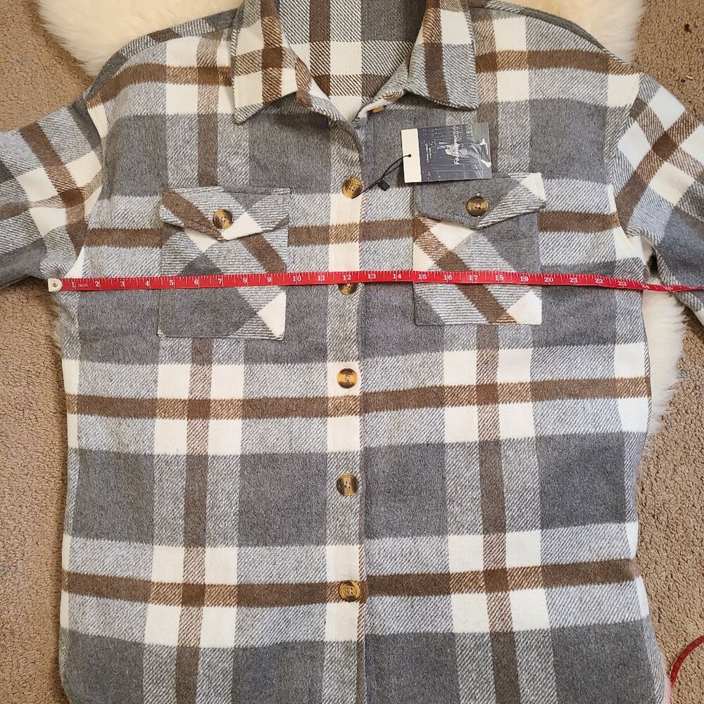 Plaid Oversized Soft Shacket - Large  NWT - Picture 7 of 10